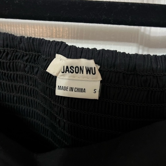 Jason Wu Black Puff Sleeve Crop Top smocked back small - Picture 3 of 4